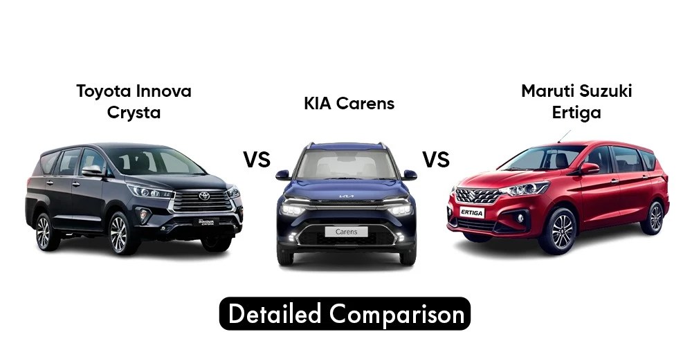 Maruti Suzuki Ertiga Vs KIA Carens Vs Toyota Innova Crysta CarLelo