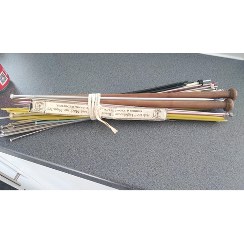 Selection off old knitting needles wooden and metal