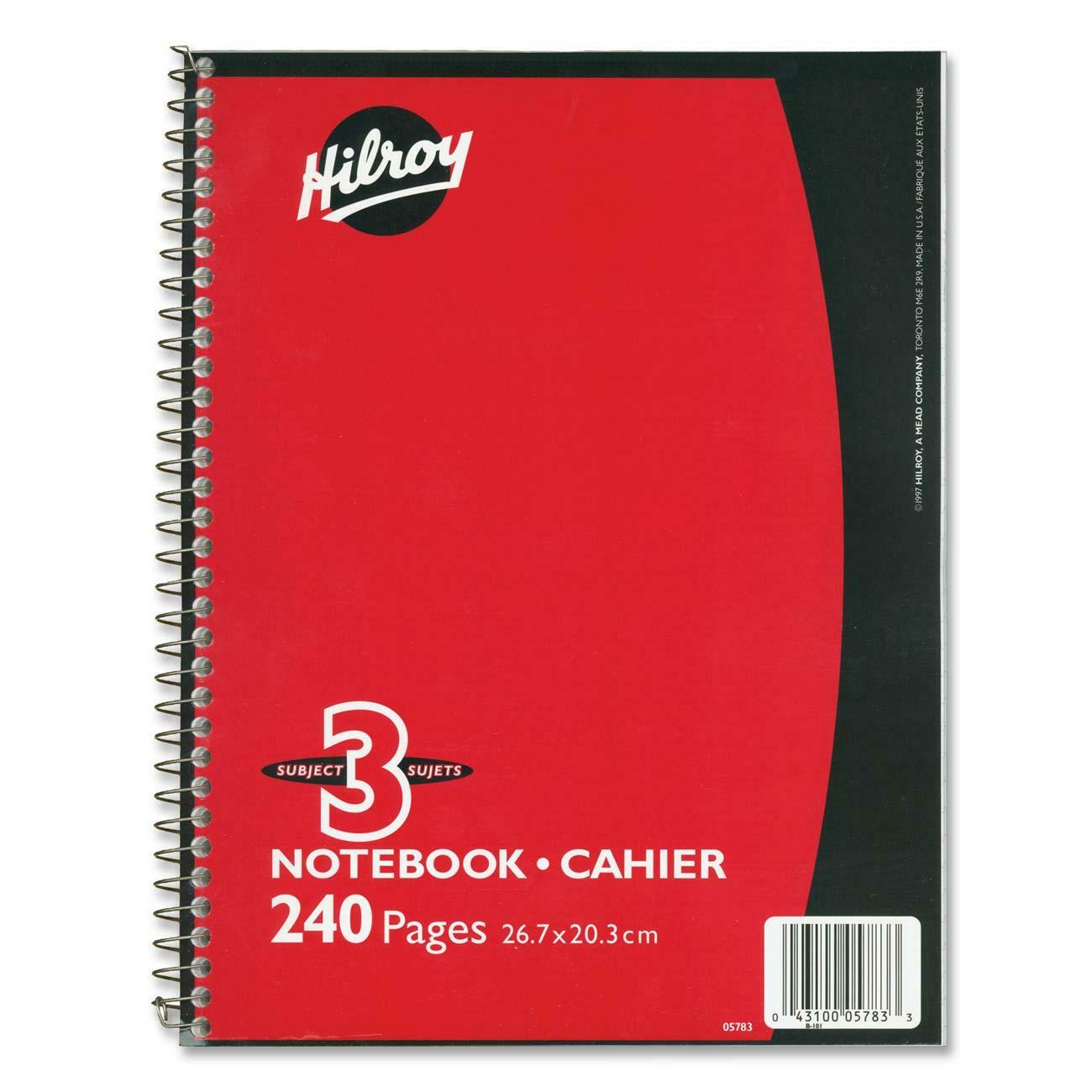 Hilroy Coil Three Subject Notebook Madill The Office Company