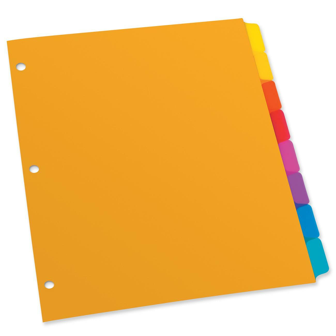 Esselte Plain Tab Poly Index Divider 8 Blank Tab(s) 3 Hole Punched