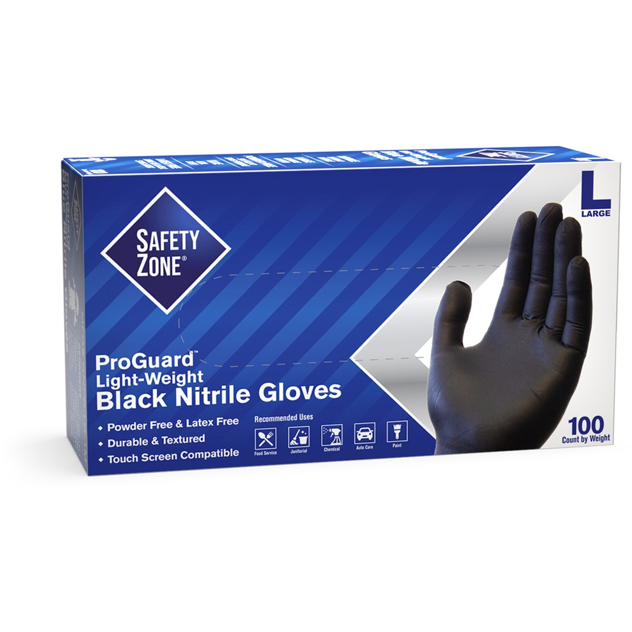 Safety Zone Powder Free Black Nitrile Gloves GOS
