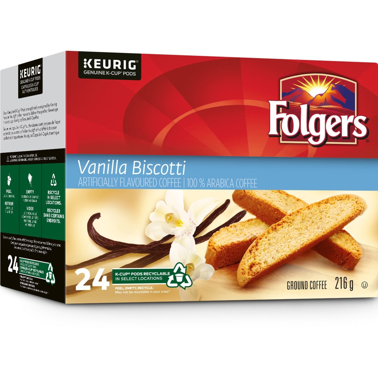 Folger Vanilla Biscotti Coffee KCup Vanilla Biscotti, Creamy