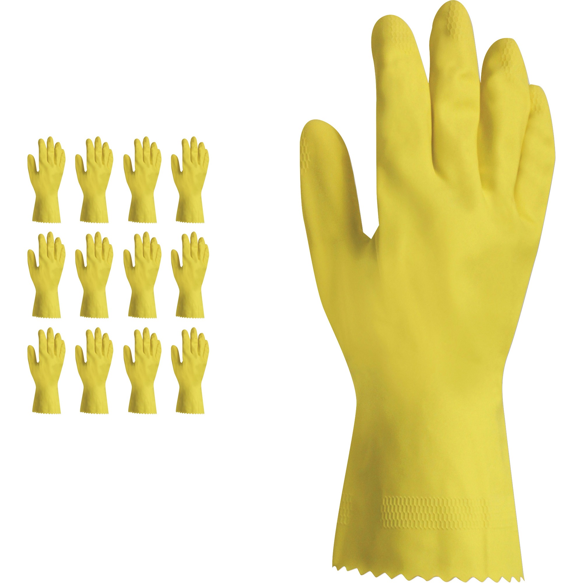ProGuard Flock Lined Latex Gloves Medium Size Yellow Chemical