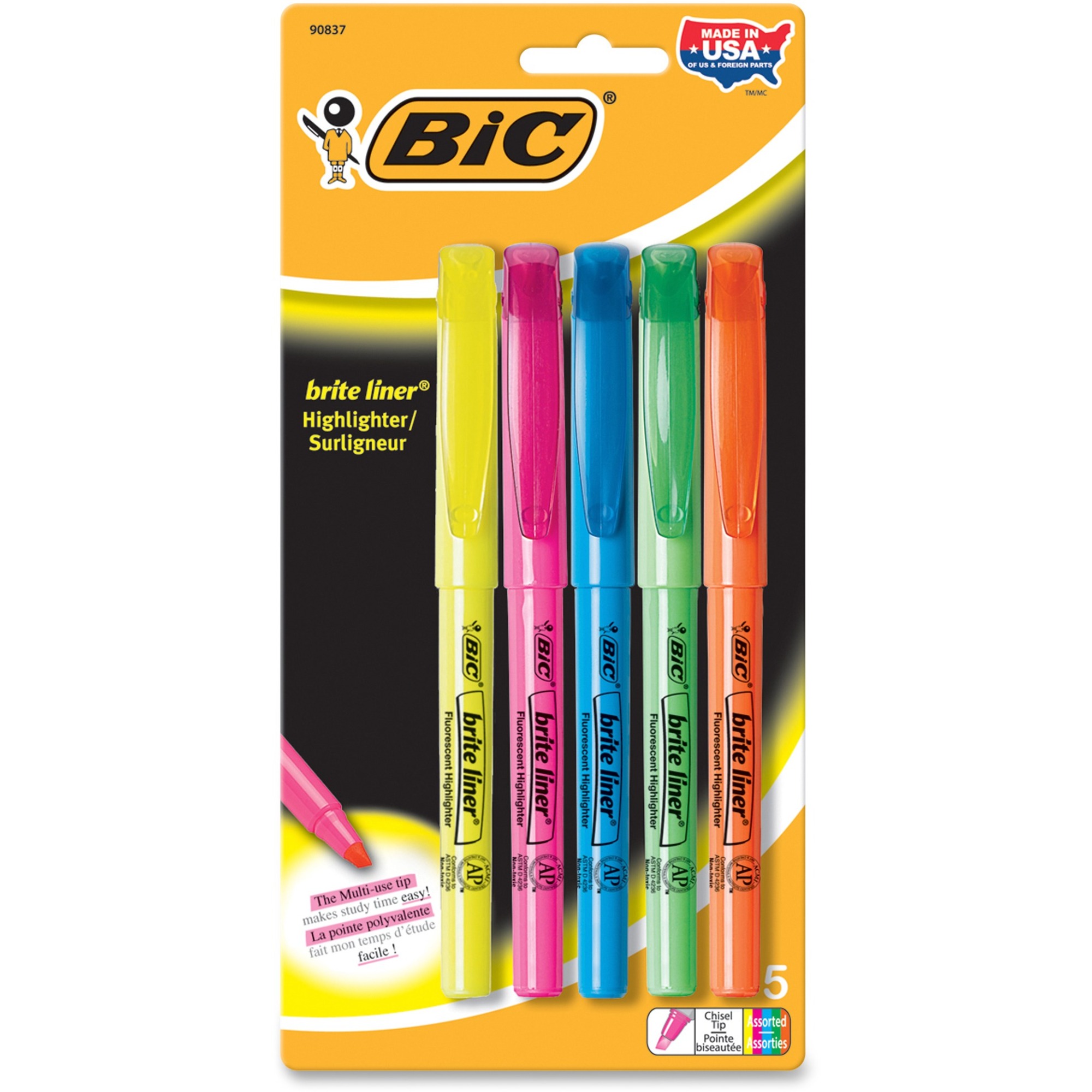 BIC Brite Liner Highlighters Chisel Marker Point Style Fluorescent
