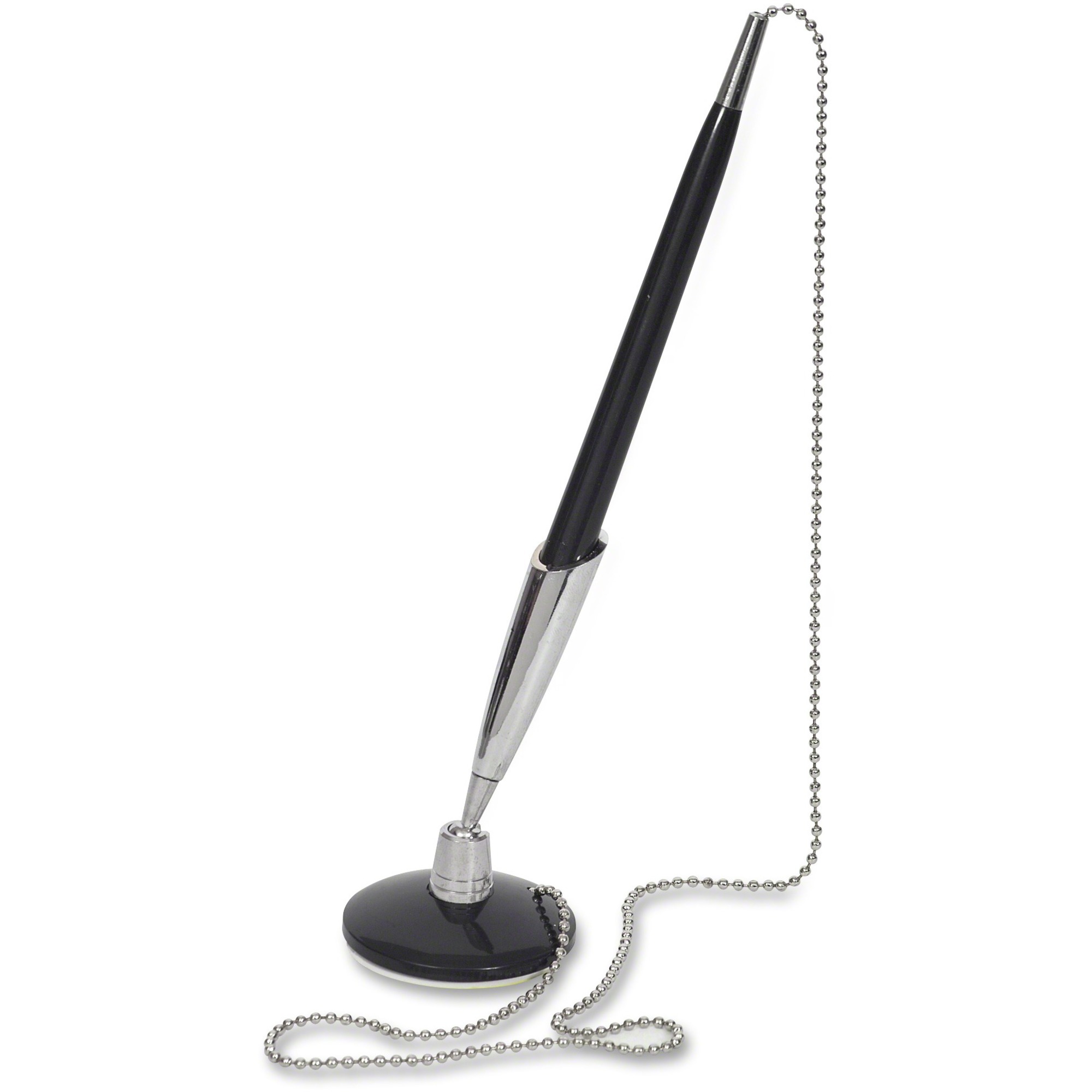 Merangue Stayput Security Pen with Chain Black Ink Black Barrel