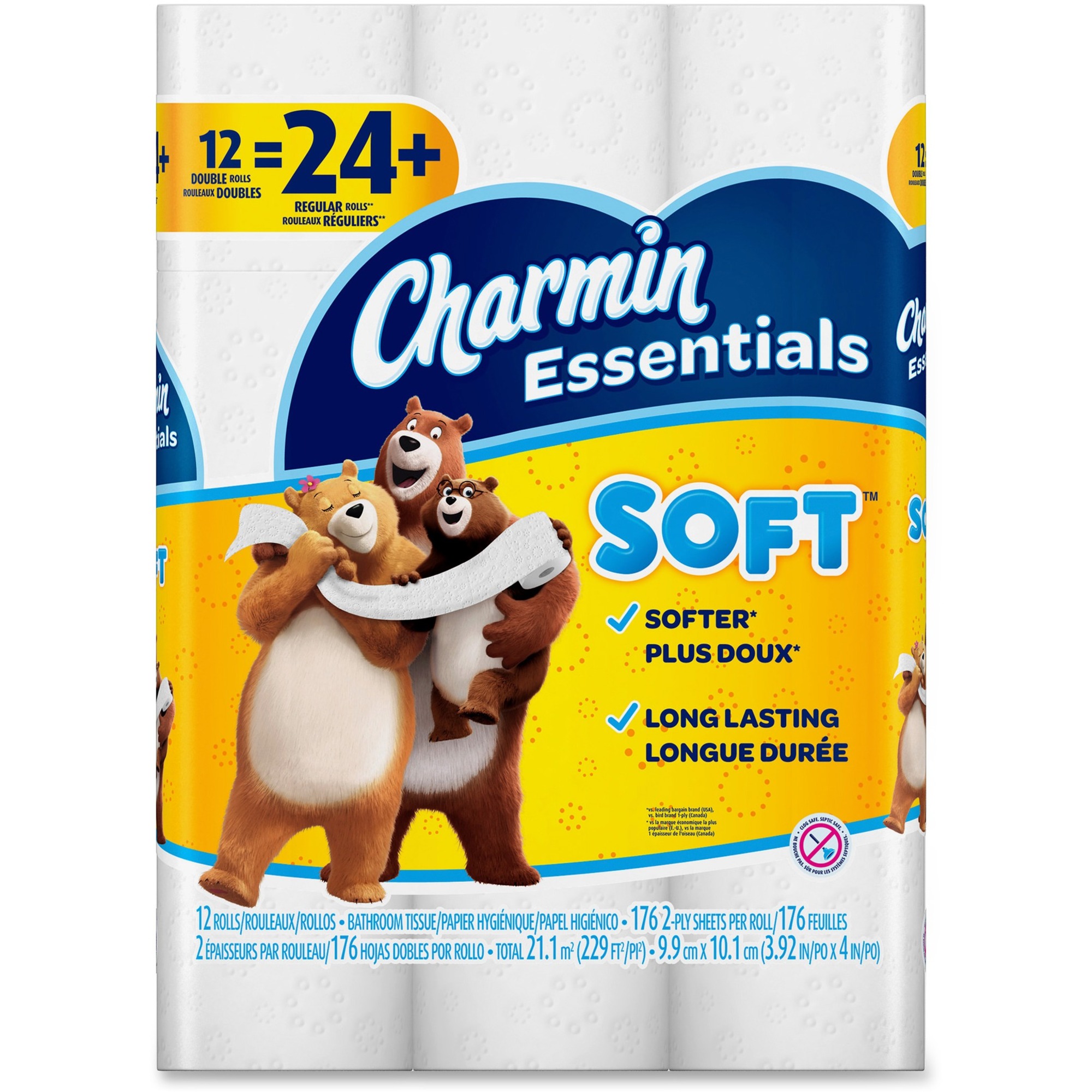 Charmin Essentials Soft Bathroom Tissue 2 Ply 176 Sheets/Roll Soft, Clogfree, Septicfree