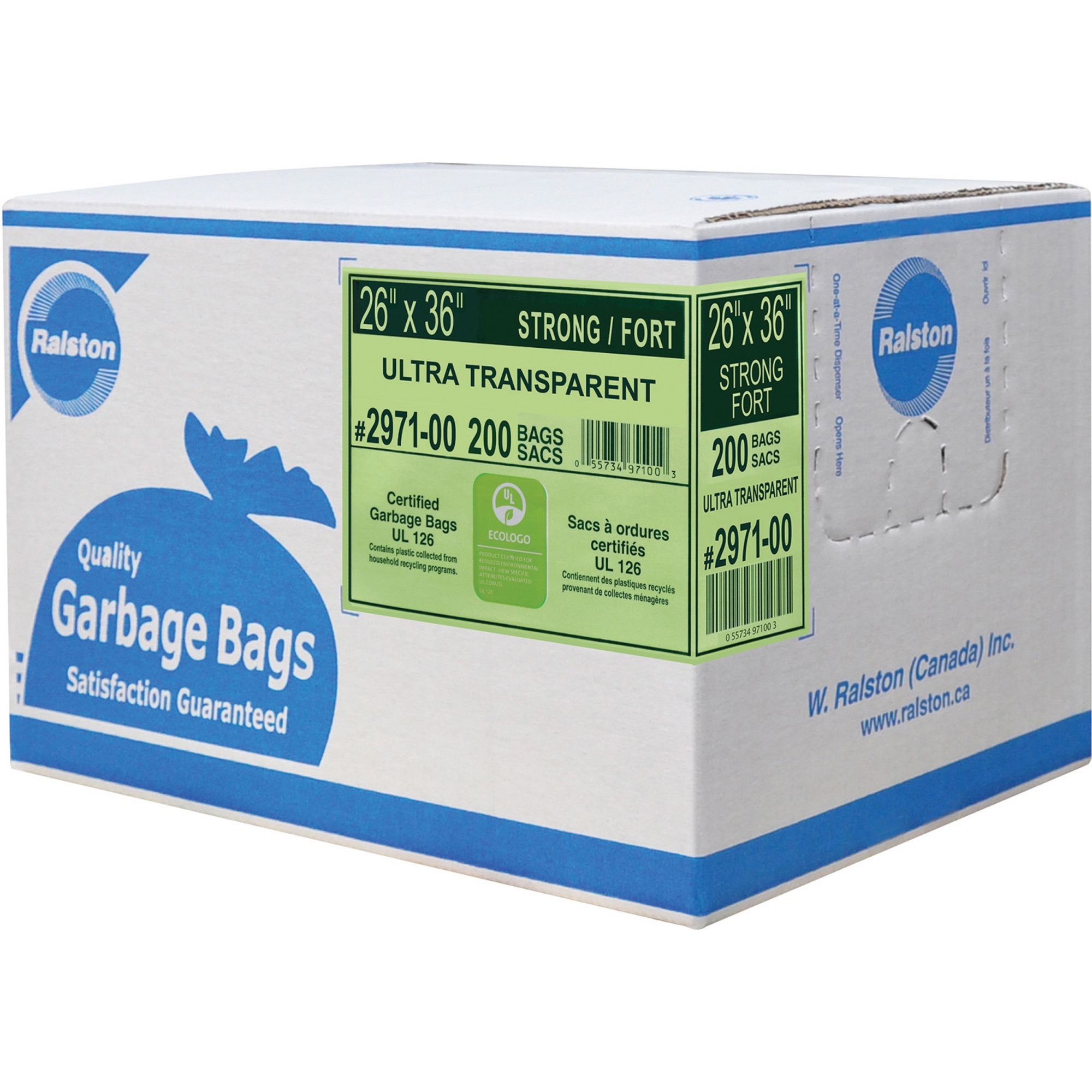 Ralston Industrial Garbage Bags 26" (660.40 mm) Width x 36" (914.40 mm) Length Transparent