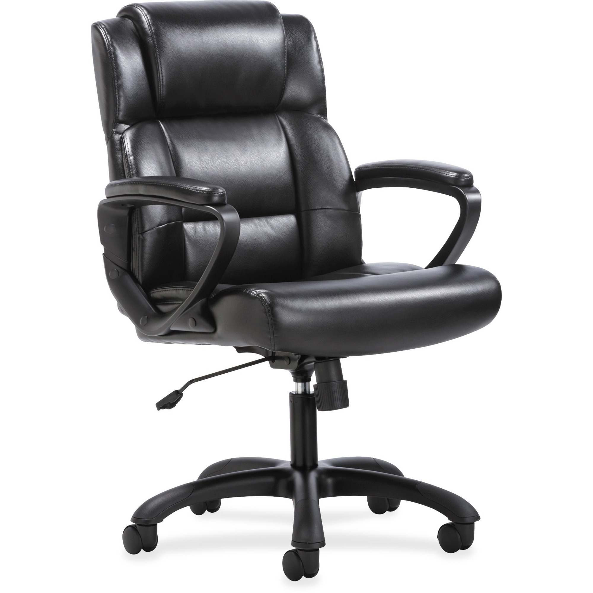 Leather Mid Back Executive Chair Basyx by HON Contemporary Midback Executive Chair SofThread Leather