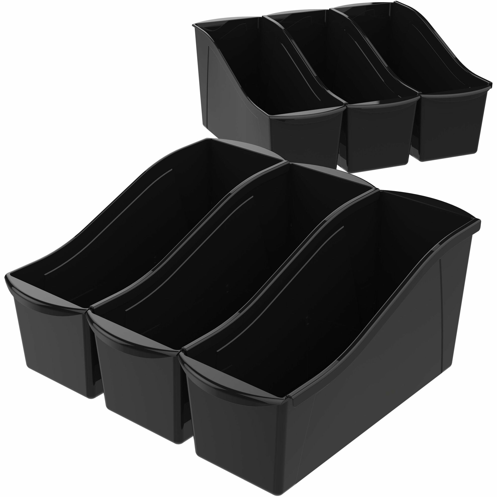 Storex Book Bins 7" Height x 5.3" Width Black Plastic 6 / Set
