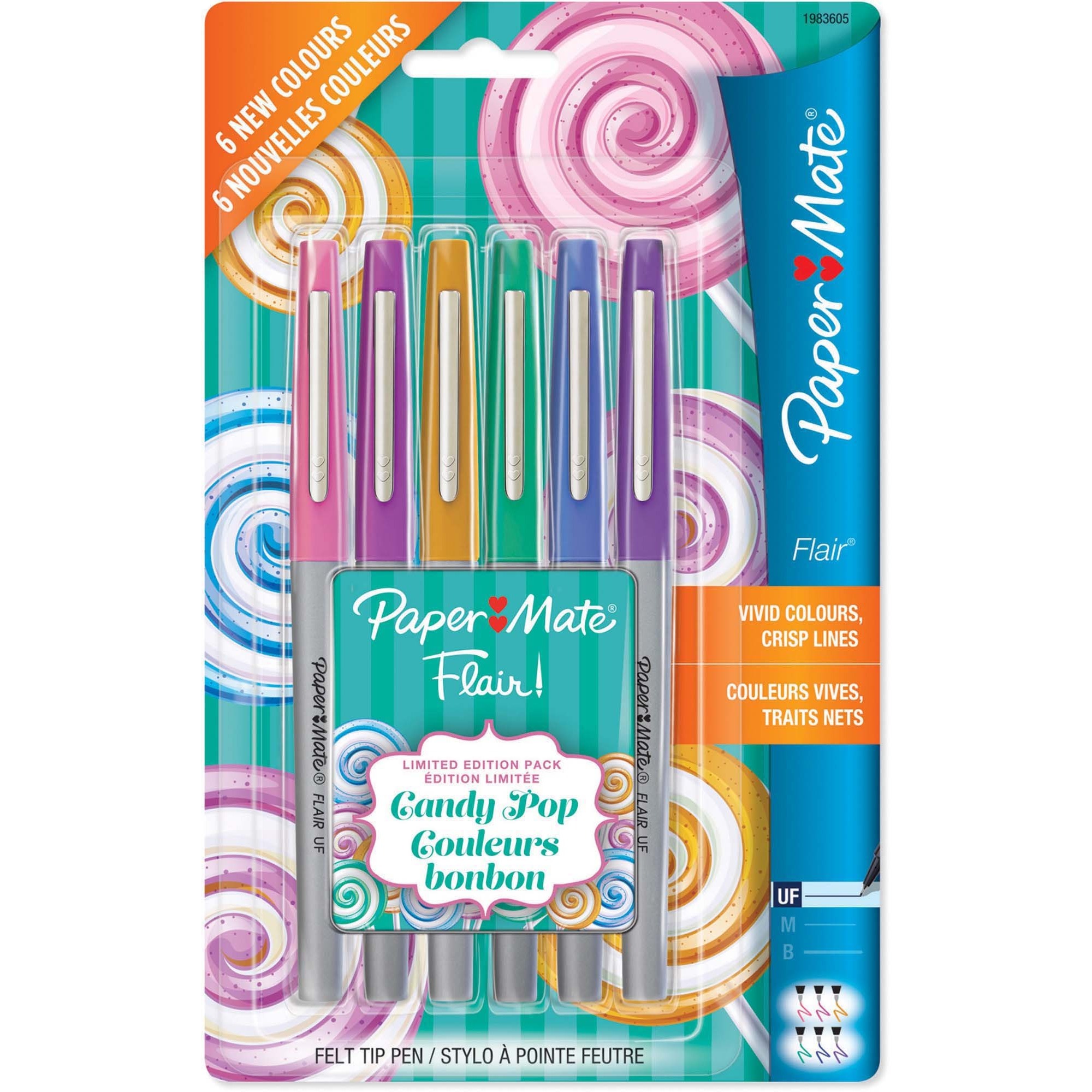 Paper Mate Flair Candy Pop Pens Ultra Fine Point Type Felt Tip 6 / Pack Madill The