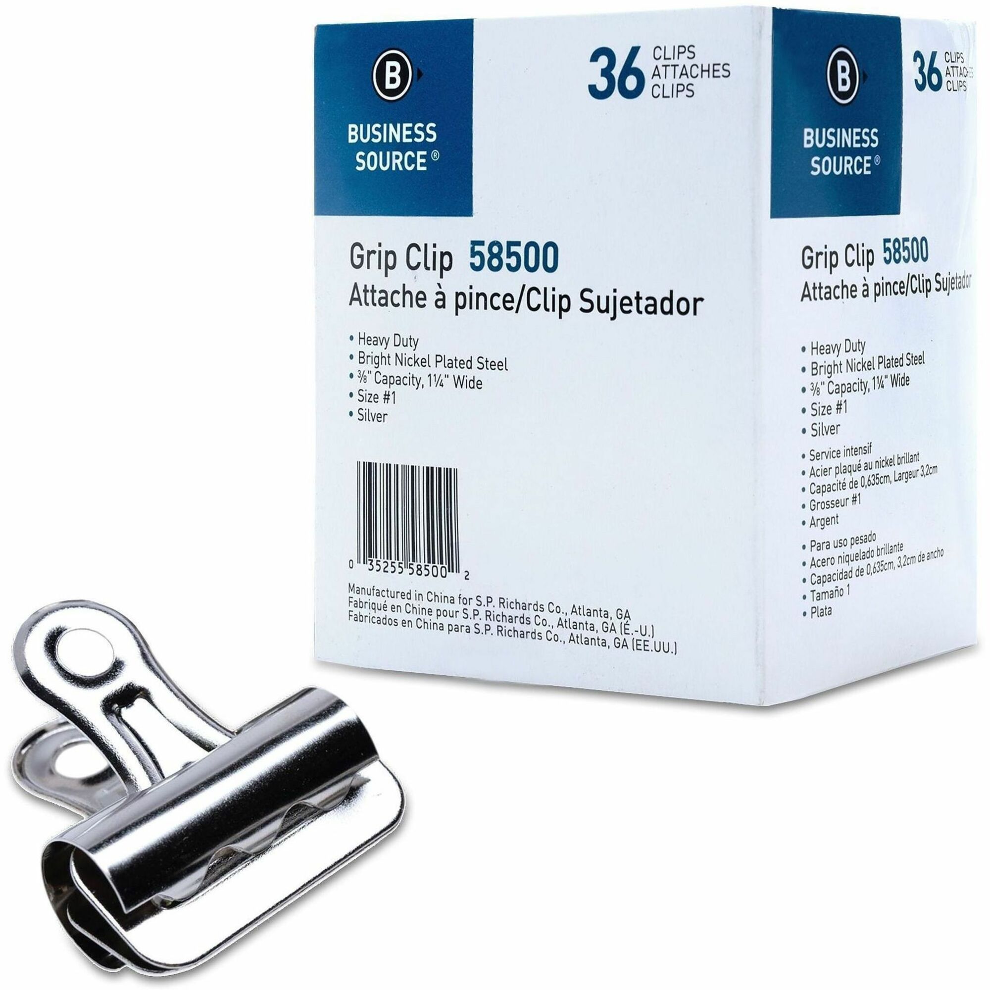 Business Source Bulldog Grip Clips No. 1 1.25" (31.75 mm) Width