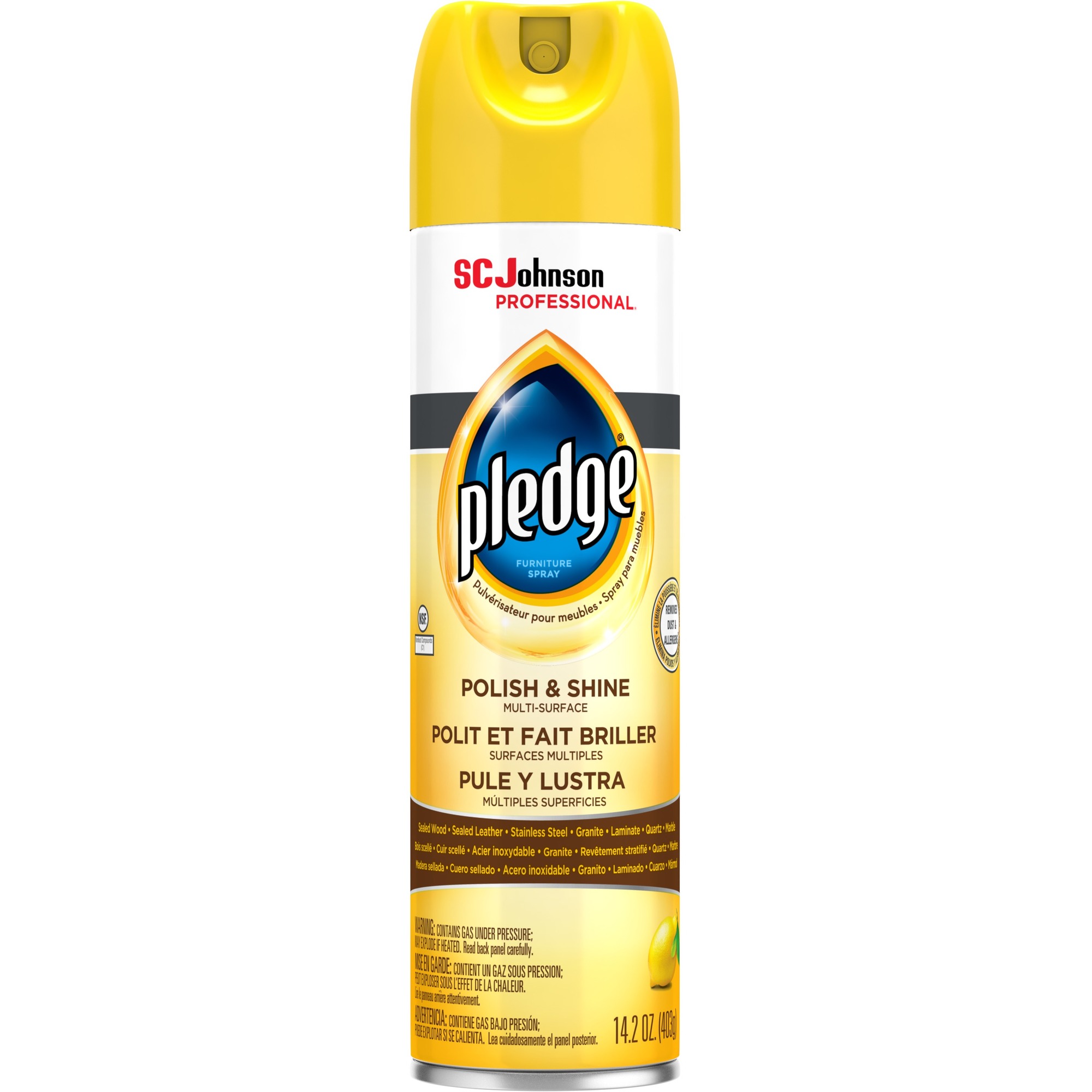 Pledge Lemon Enhancing Polish Spray Lemon Clean ScentAerosol Spray