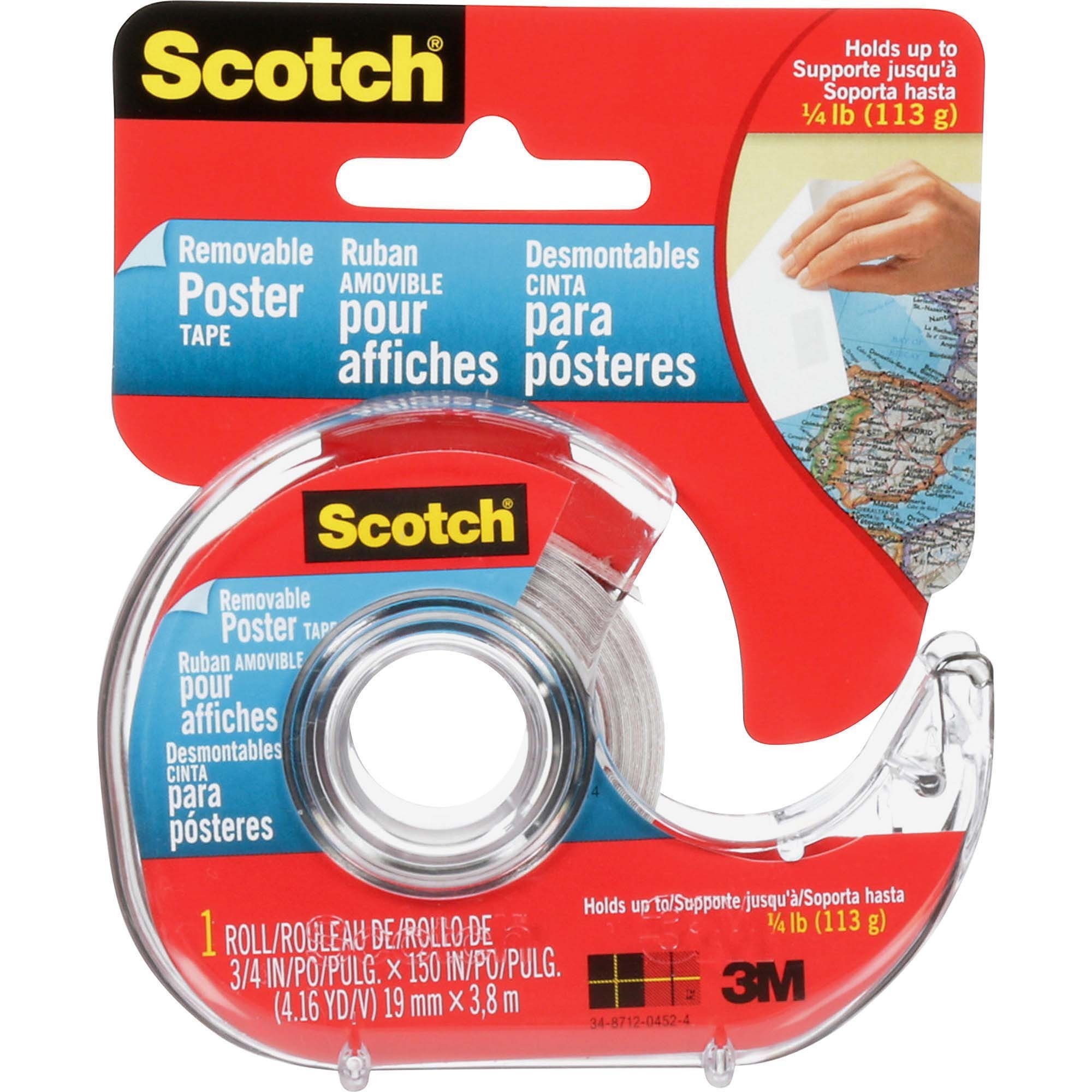 Scotch Removable Poster Tape 12.5 ft (3.8 m) Length x 0.75" (19.1 mm