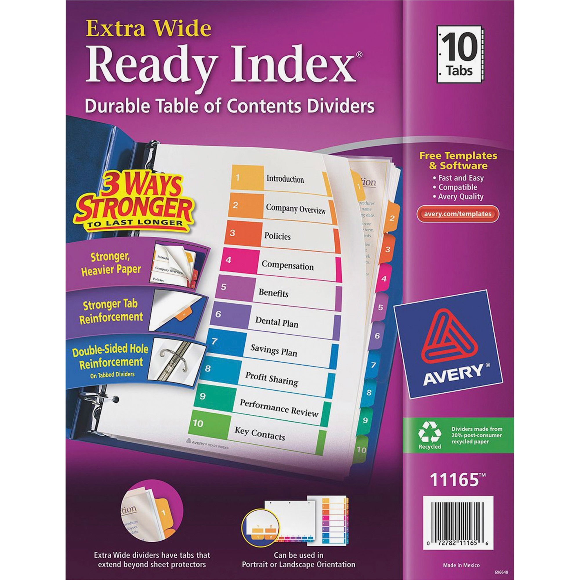 Avery® Ready Index ExtraWide Binder Dividers Customizable Table of