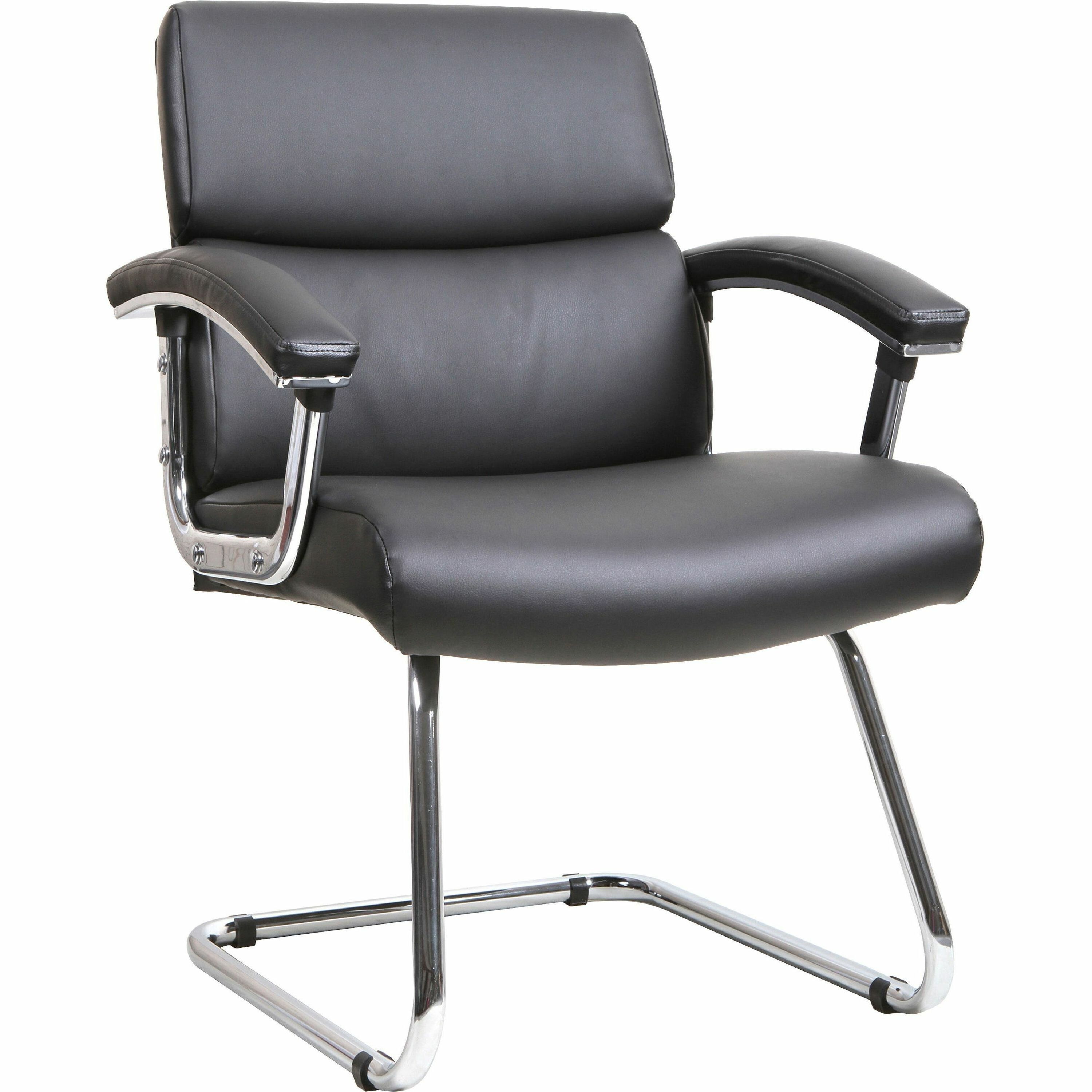 LLR 20019 Lorell Sled Base Leather Guest Chair Lorell Furniture