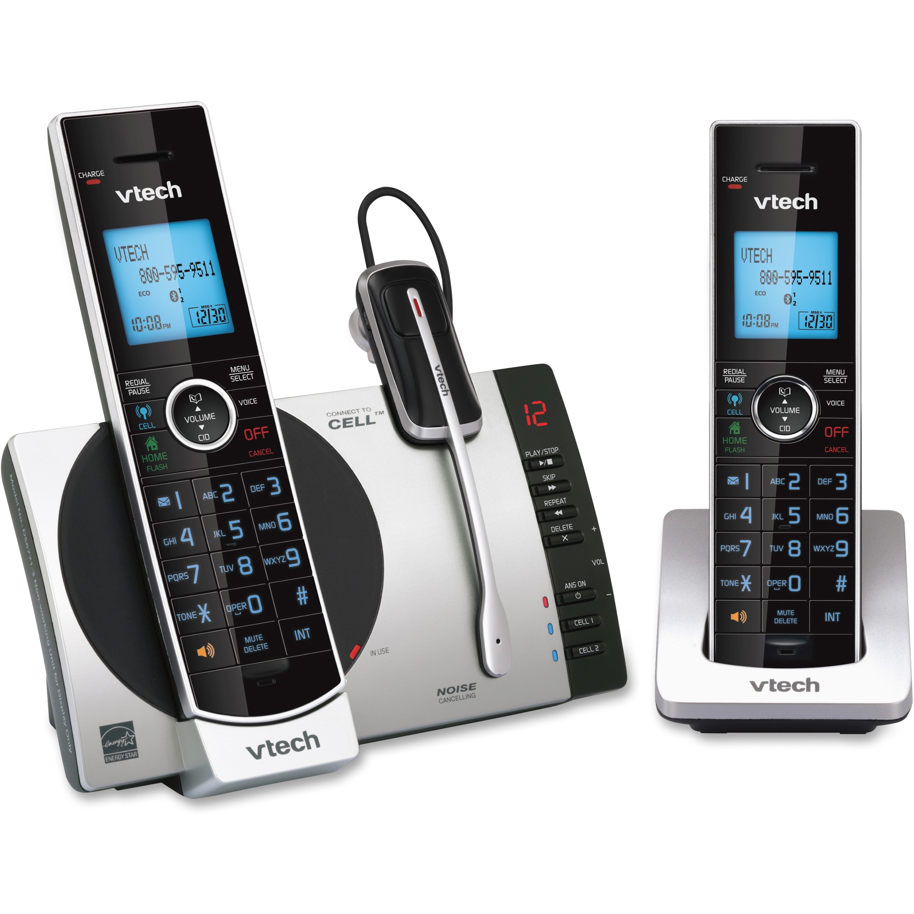 VTech Connect to Cell DS67713 DECT 6.0 Cordless Phone Black, Silver