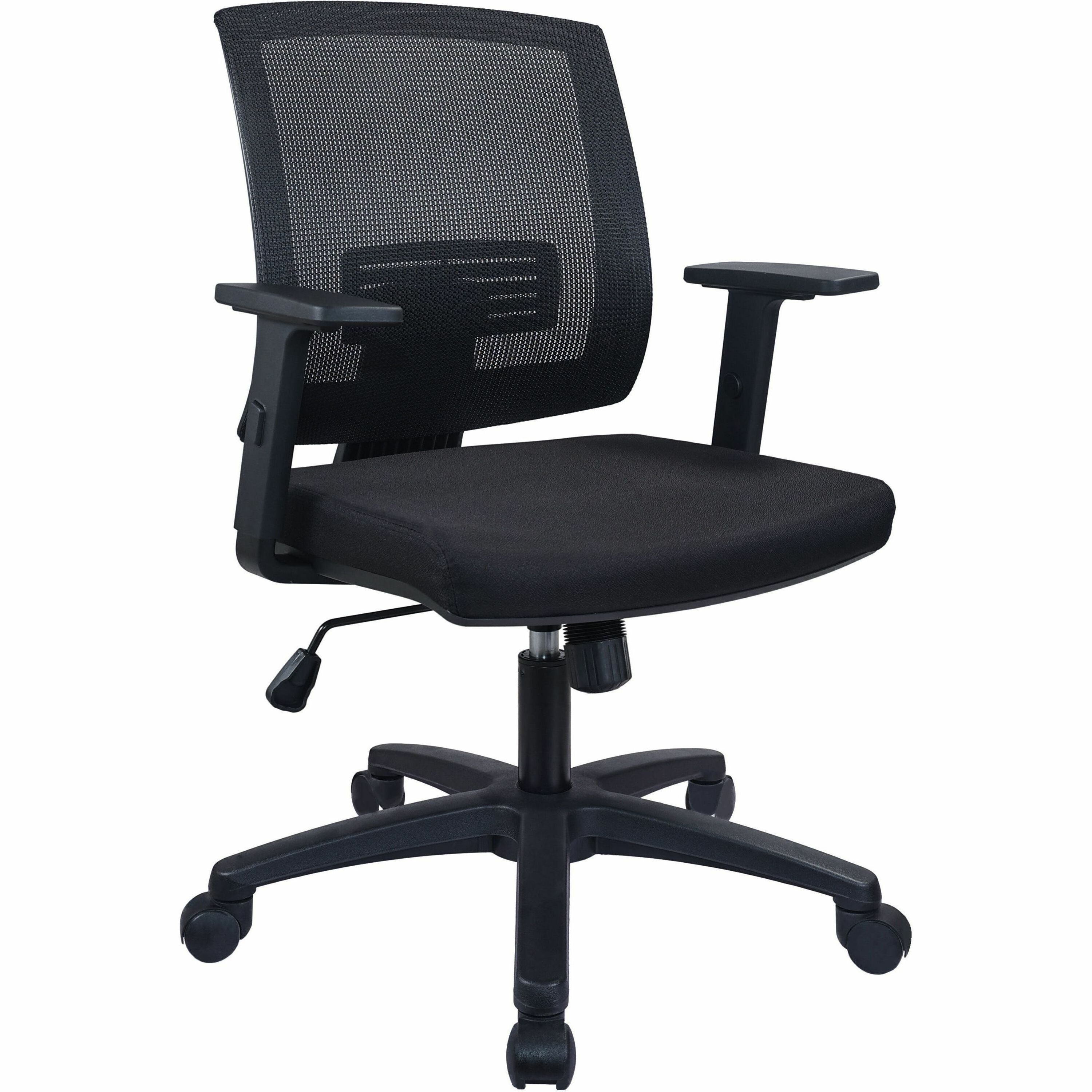 Lorell Midback Task Chair Black Fabric Seat Black Mesh Back Mid Back 5star Base
