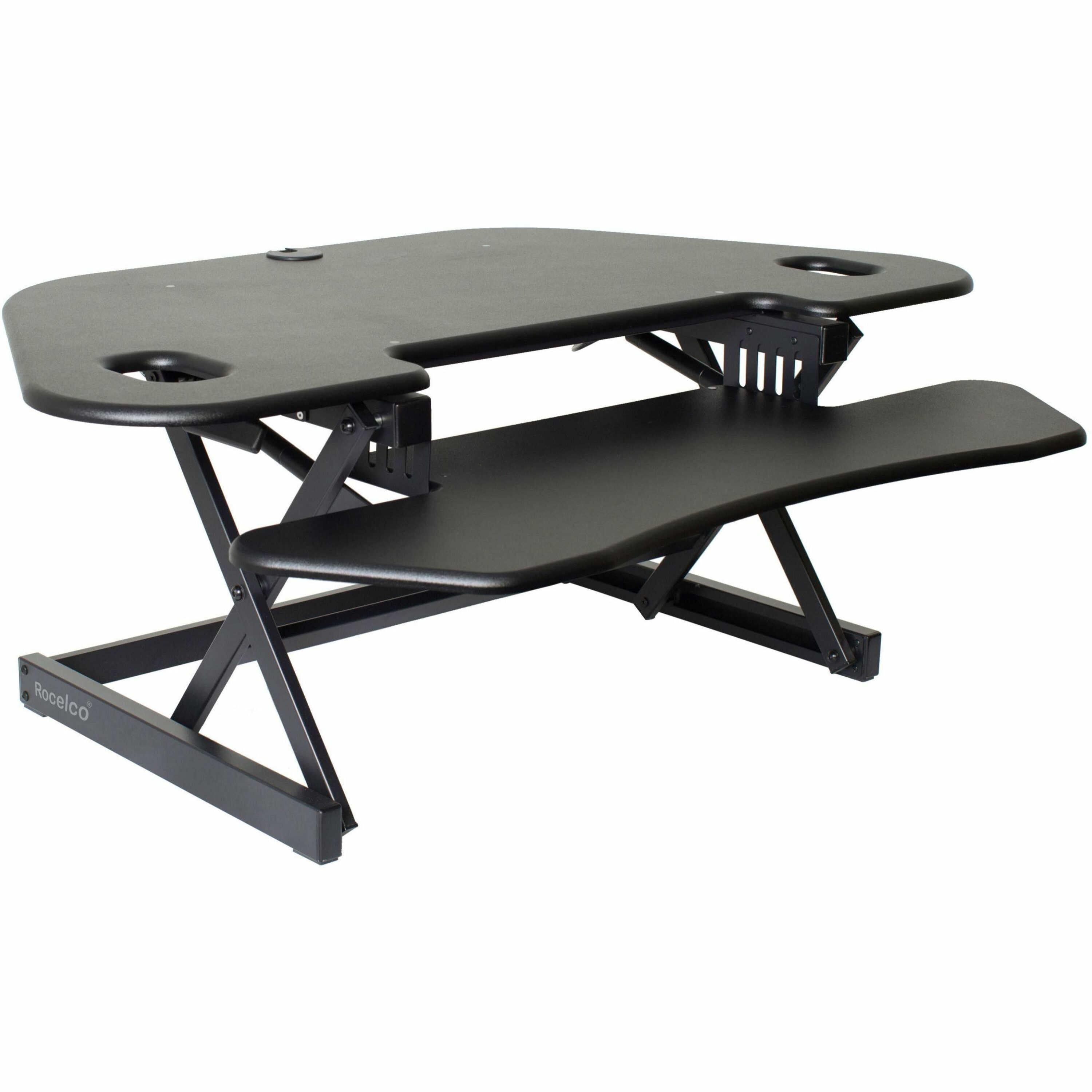 Rocelco CADRB46 Sit Stand Corner Desk Riser 18.14 kg Load Capacity