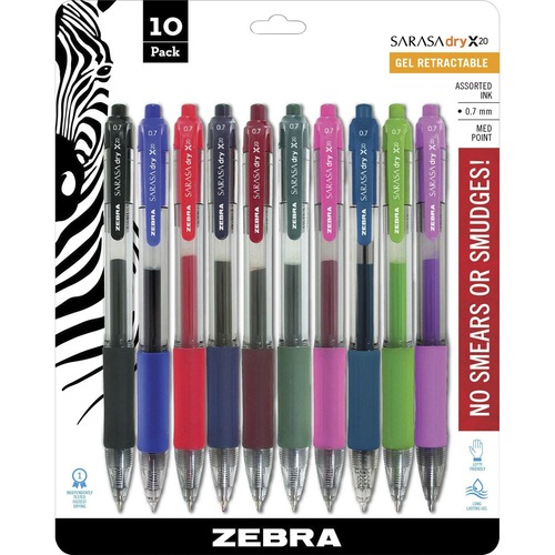 Zebra SARASA dry X20 Retractable Gel Pen Medium Pen Point Refillable Retractable