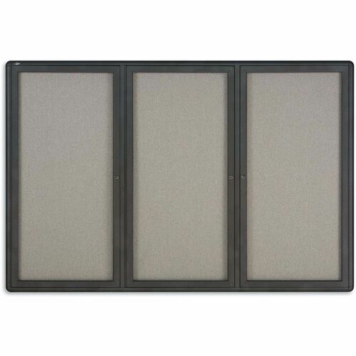 Quartet Enclosed Bulletin Board 48" Height x 72" Width Gray Fabric Surface Hinged, Durable