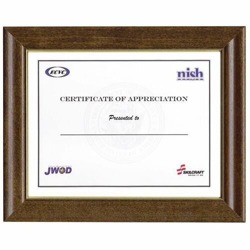 SKILCRAFT Walnut Stained Picture Frame Holds 8" x 10" Insert