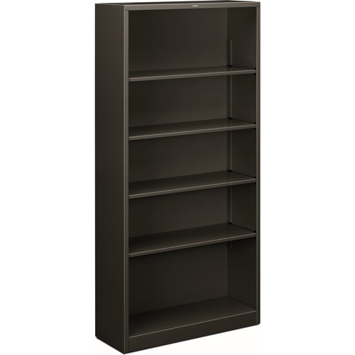HON Brigade Steel Bookcase 5 Shelves 341/2"W Charcoal Finish Metal Bookcases The HON