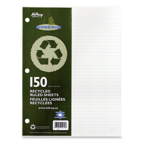 Hilroy 05470 Recycled Notebook Filler Paper 150 Sheets Ruled 10 7/8" x 8 5/8" White