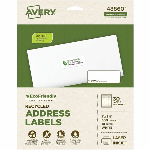 Avery® EcoFriendly Address Labels 1" Width x 2 5/8" Length