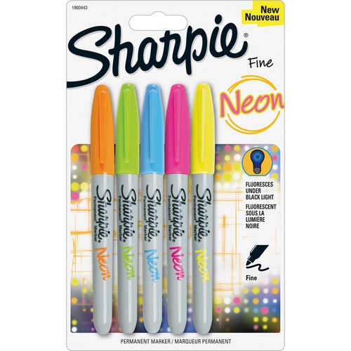Sharpie Fine Neon Permanent Markers Fine Marker Point Neon Yellow, Neon Pink, Neon Orange