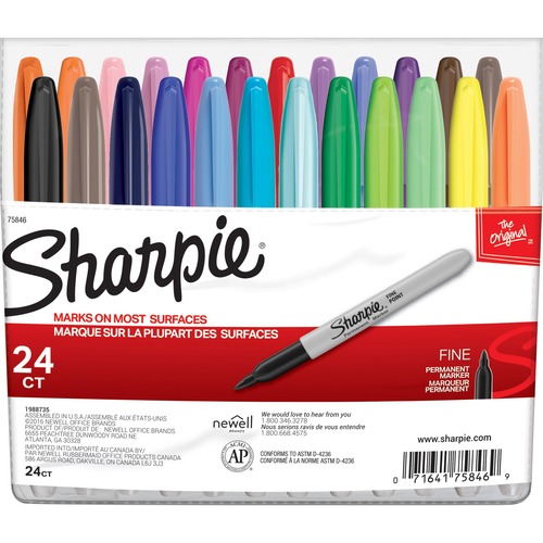 Sharpie Fine Point Permanent Marker Fine Marker Point 1 mm Marker Point Size Black, Blue