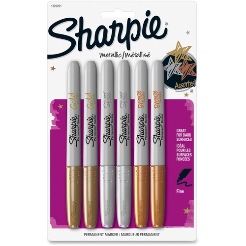 Sharpie Metallic Permanent Markers Fine Marker Point Assorted 6