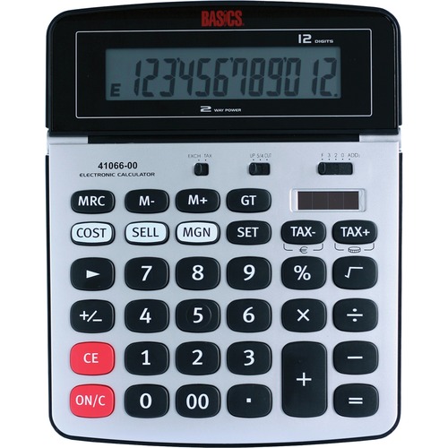 Basics® 12Digit Dual Power Desktop Business Calculator Dual Power