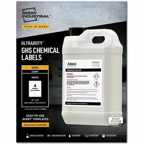Avery® UltraDuty(R) GHS Chemical Labels for Laser Printers, Permanent