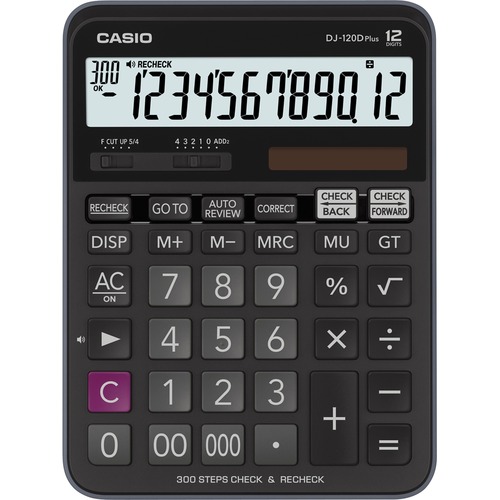 Casio Simple Calculator 12 Digits Solar Powered Battery Included