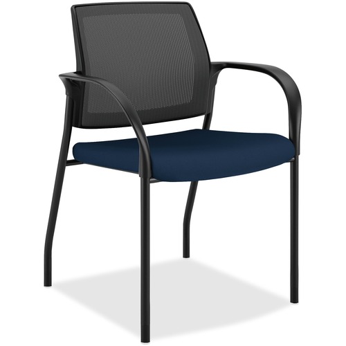 HON Ignition 4Leg Stacking Chair Navy Foam Seat Black Back High Back Fourlegged Base