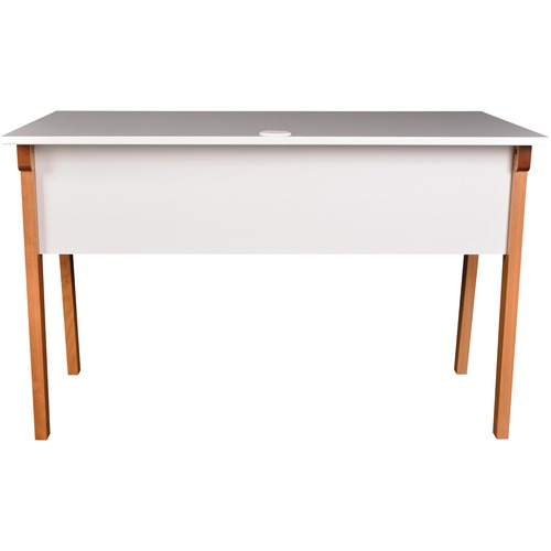Lorell Midcentury Modern Office Desk White Rectangle Top Natural