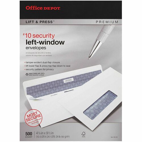 Office Depot Lift & Press Envelope Window Envelopes Office Depot