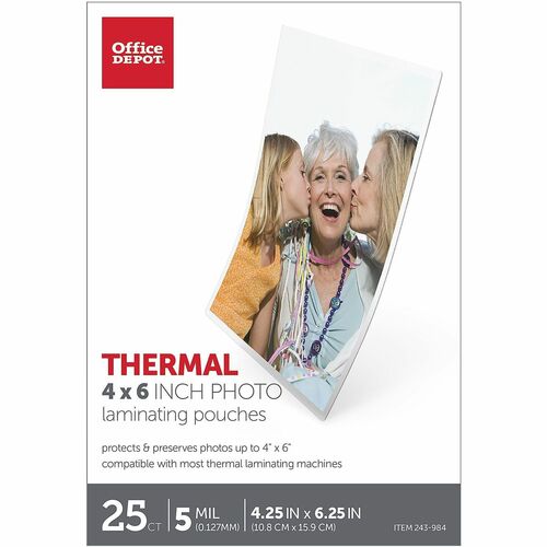 Office Depot® Brand Laminating Pouches, Photo Size, 5 Mil, 4" x 6