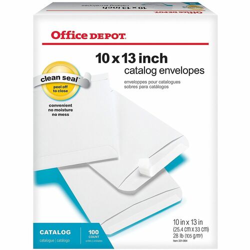 Office Depot® Brand 10" x 13" Catalog Envelopes, Clean Seal, White, Box