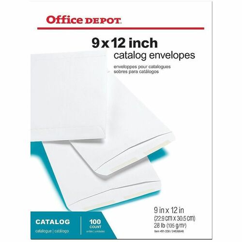 Office Depot® Brand 9" x 12" Catalog Envelopes, Gummed Seal, White, Box
