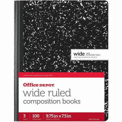 Office Depot Composition Book, 7 1/2in x 9 3/4in, WideRuled, 100