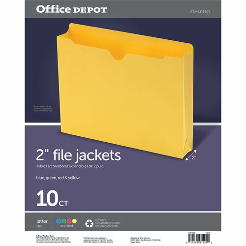 Office Depot® Brand Color File Jackets, 2" Expansion, 8 1/2" x 11
