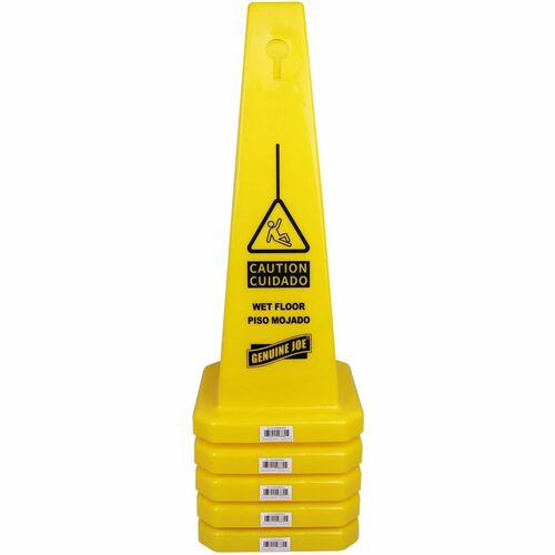 Genuine Joe Bright 4sided Caution Safety Cone 5 / Carton English