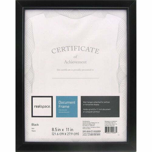 Realspace™ Photo/Document Frame, Cornell, 81/2" x 11", Black