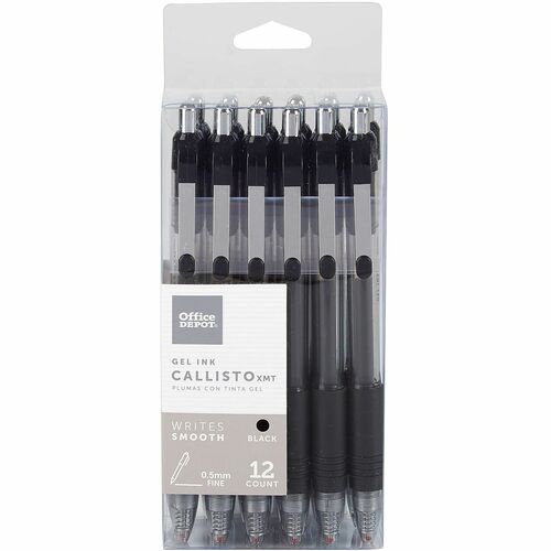Office Depot® Brand Callisto Retractable Gel Ink Pens, Fine Point, 0.5