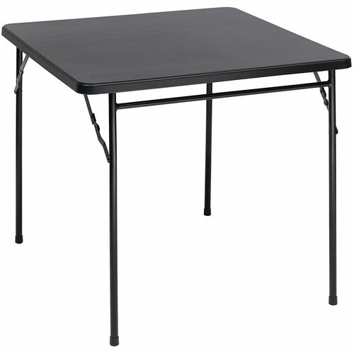 Realspace® Molded Plastic Top Folding Card Table, Black Plastic