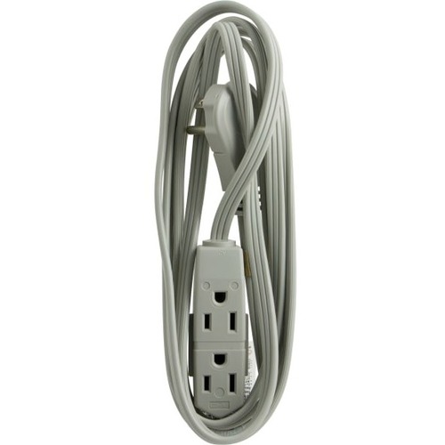 GE 3Outlet Office Extension Cord, 8', Gray Extension Cords General