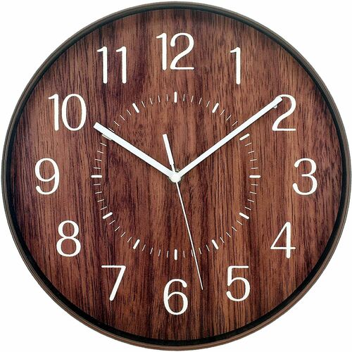 Realspace™ Round Wall Clock, 12" , Woodgrain Wall Clocks Office Depot