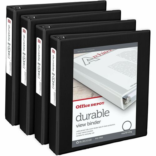 Office Depot® Brand Durable View 3Ring Binder, 1 1/2" Round Rings