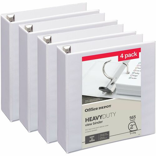 Office Depot® HeavyDuty View 3Ring Binder, 2" DRings, White, 49